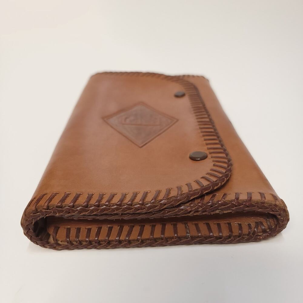 Leather Bag Case Pouch Book Holder Small Pencilcase Artist Brown Embossed Bible - Picture 8 of 11